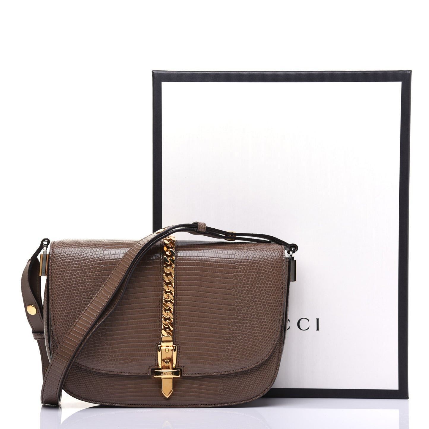 Lizard Small Sylvie 1969 Messenger Bag Taupe