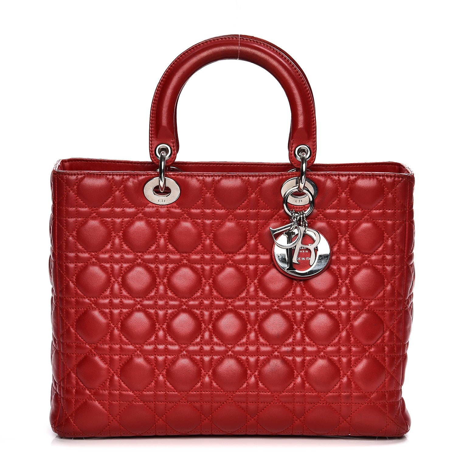 Christian Dior Vintage Lambskin Cannage Large Lady Dior Red 1 of 20