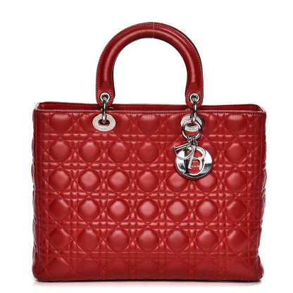 Christian Dior Vintage Lambskin Cannage Large Lady Dior Red 1 of 20
