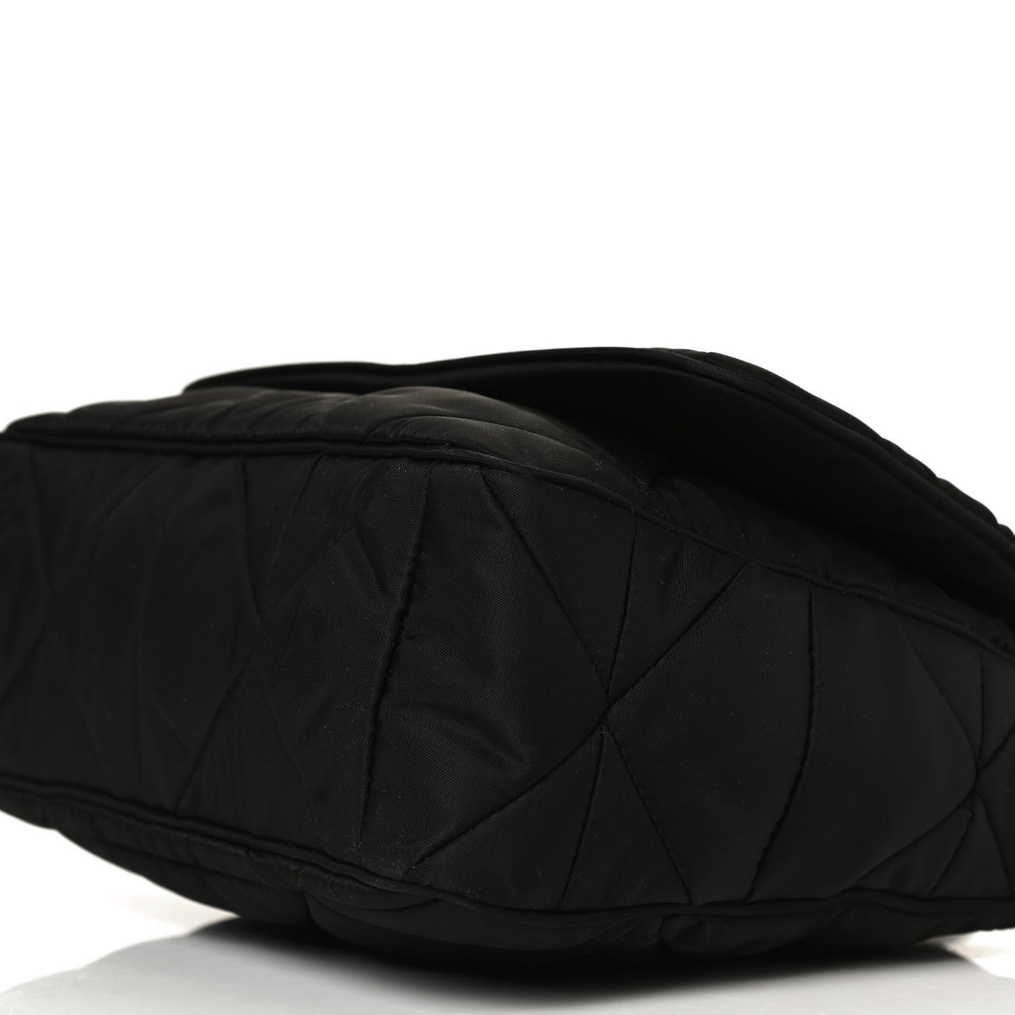 Re-Nylon Quilted Padded Flap Shoulder Bag Black