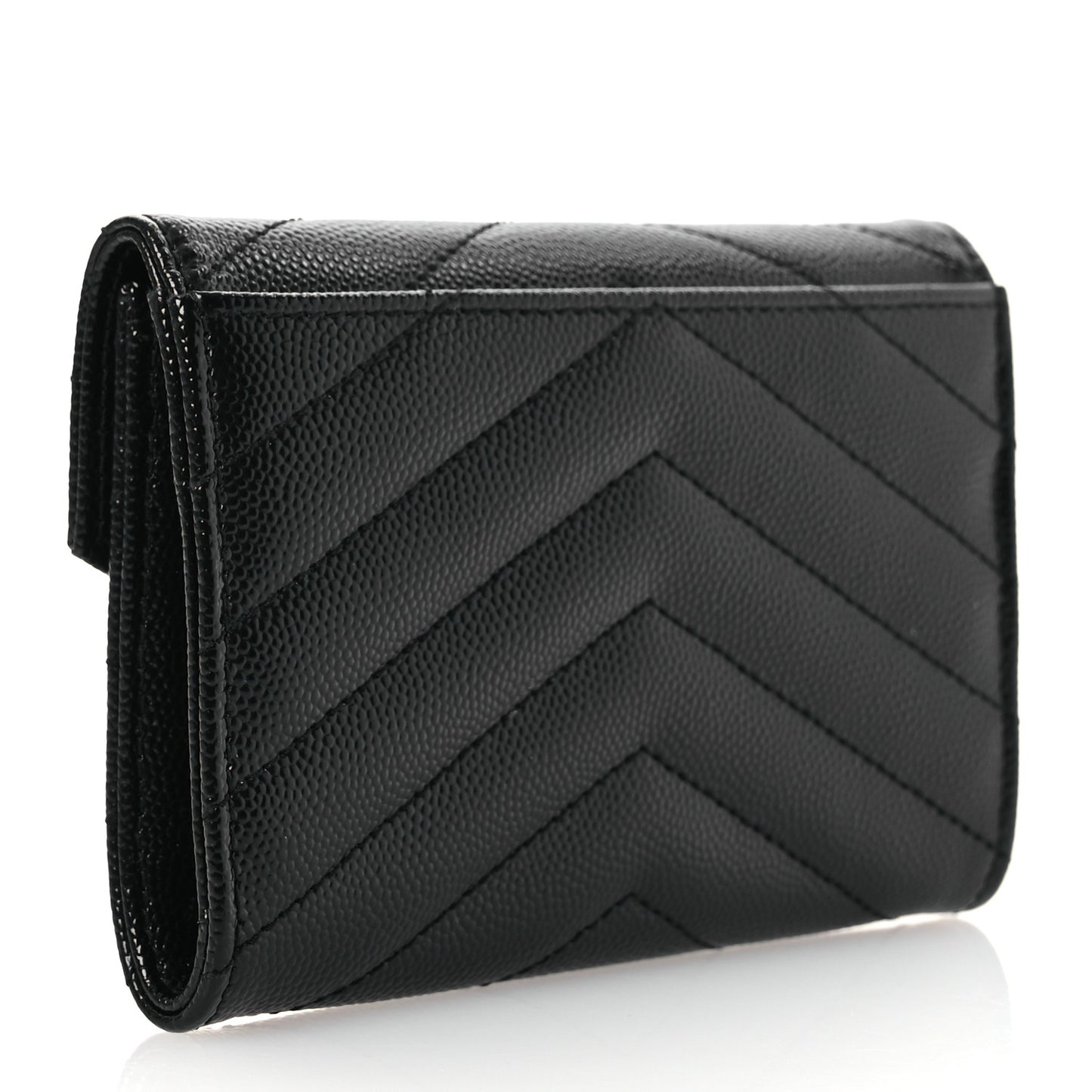 Grain De Poudre Matelasse Chevron Small Monogram Envelope Wallet Black