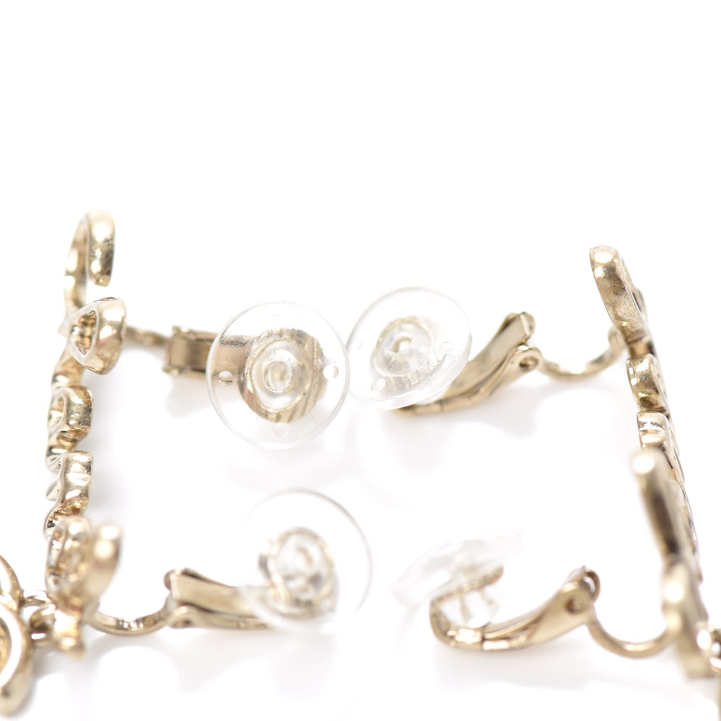 Metal CC Turnlock Climber Clip On Earrings Gold
