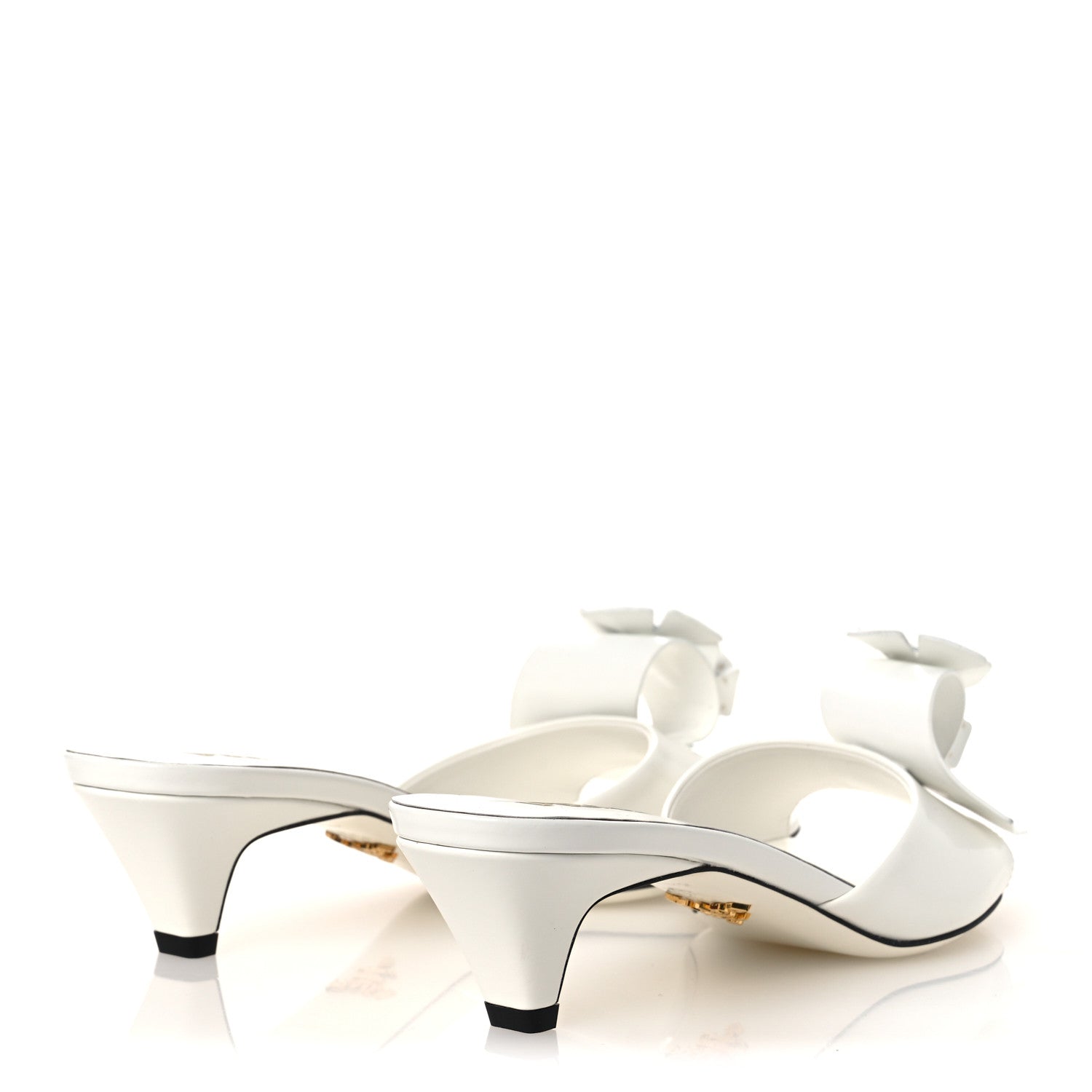 Prada Spazzolato Flower 45mm Slide Sandals 38.5 White 5 of 11
