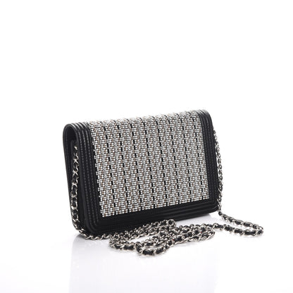 Chanel Calfskin Strass Boy Wallet On Chain WOC Black 3 of 10