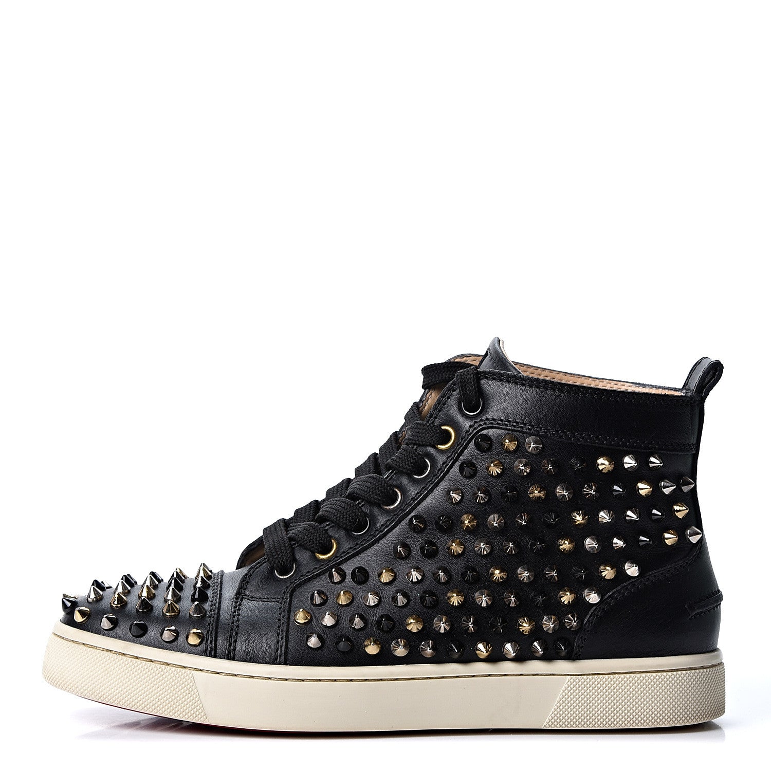 Christian Louboutin Calfskin Womens Louis Spikes Flat Sneakers 37 Black Multi 1 of 11