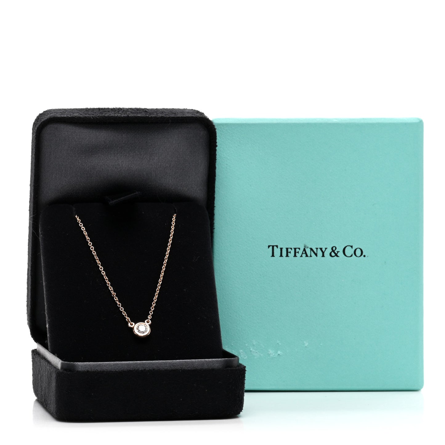 18K Rose Gold Diamond .17ct Elsa Peretti Diamonds by the Yard Pendant Necklace