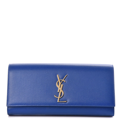 Saint Laurent Grain De Poudre Classic Monogram Cassandre Clutch Royal Blue 1 of 13