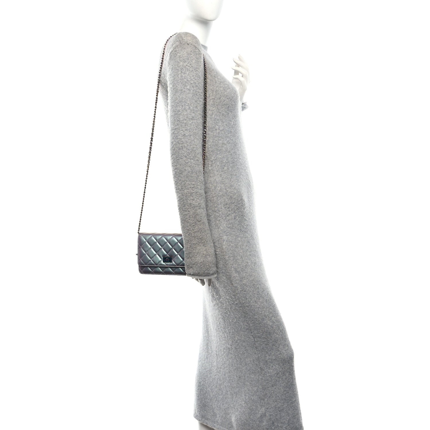 Chanel Iridescent Lambskin Quilted Reissue Wallet On Chain WOC Light Purple 2 of 11