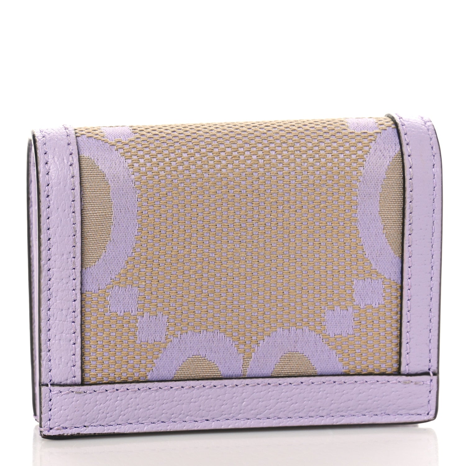 Gucci Monogram Jumbo GG Textured Dollar Calfskin Ophidia Card Case Beige Lapis 3 of 9