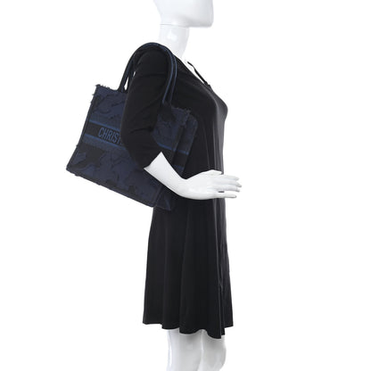 Christian Dior Canvas Embroidered Camouflage Book Tote Blue 2 of 10