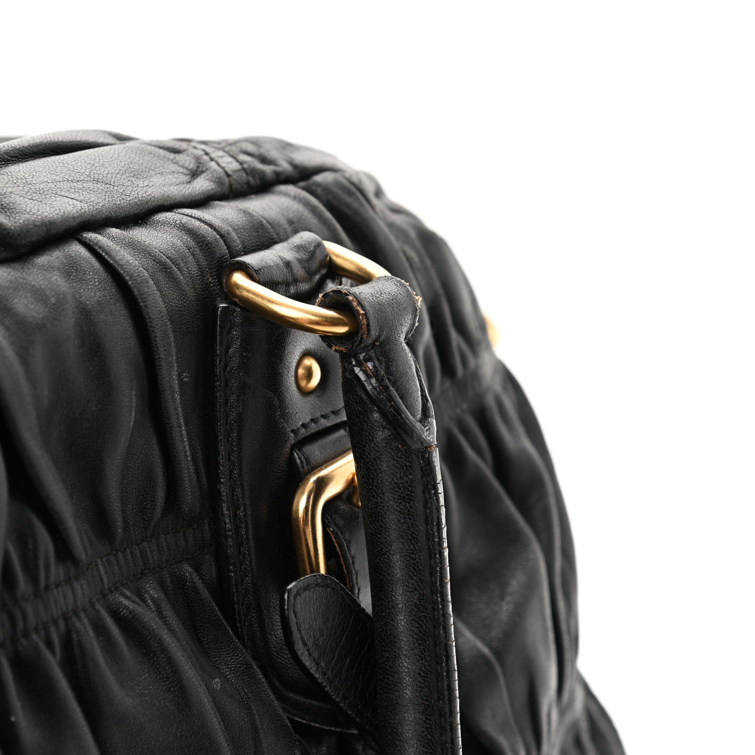 Prada Nappa Gaufre Buckle Bowler Black 13 of 20