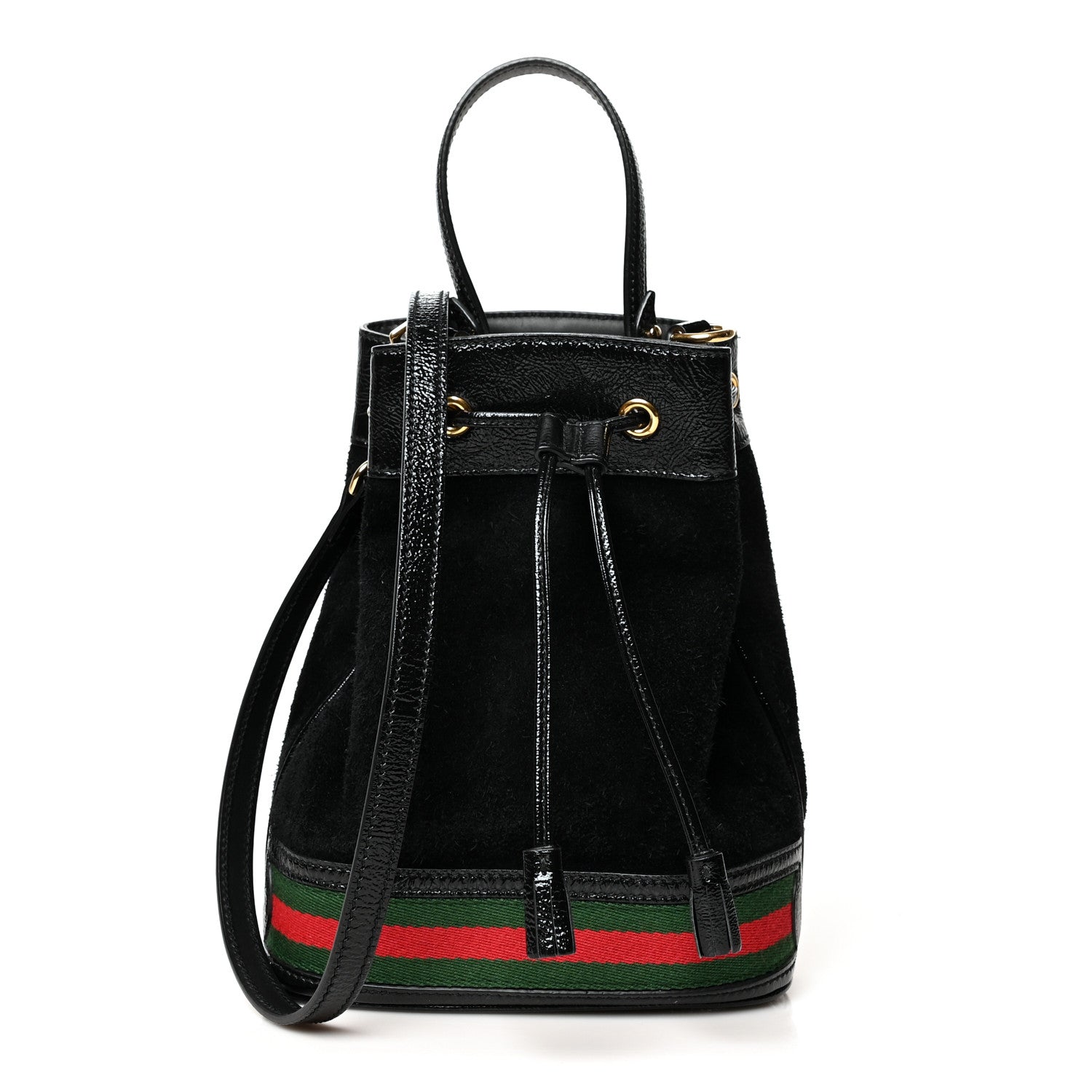 Gucci Suede Patent Web Small Ophidia Bucket Bag Black 1 of 10