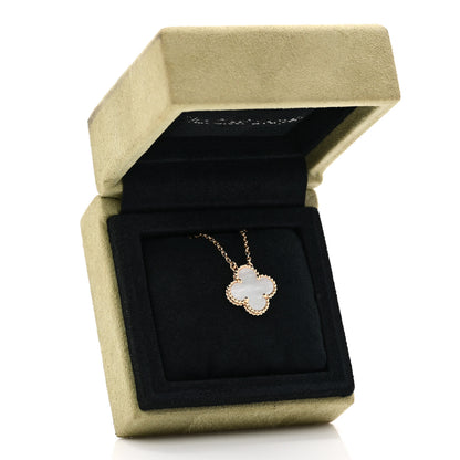 Van Cleef & Arpels 18K Yellow Gold Mother of Pearl Vintage Alhambra Pendant Necklace 5 of 5