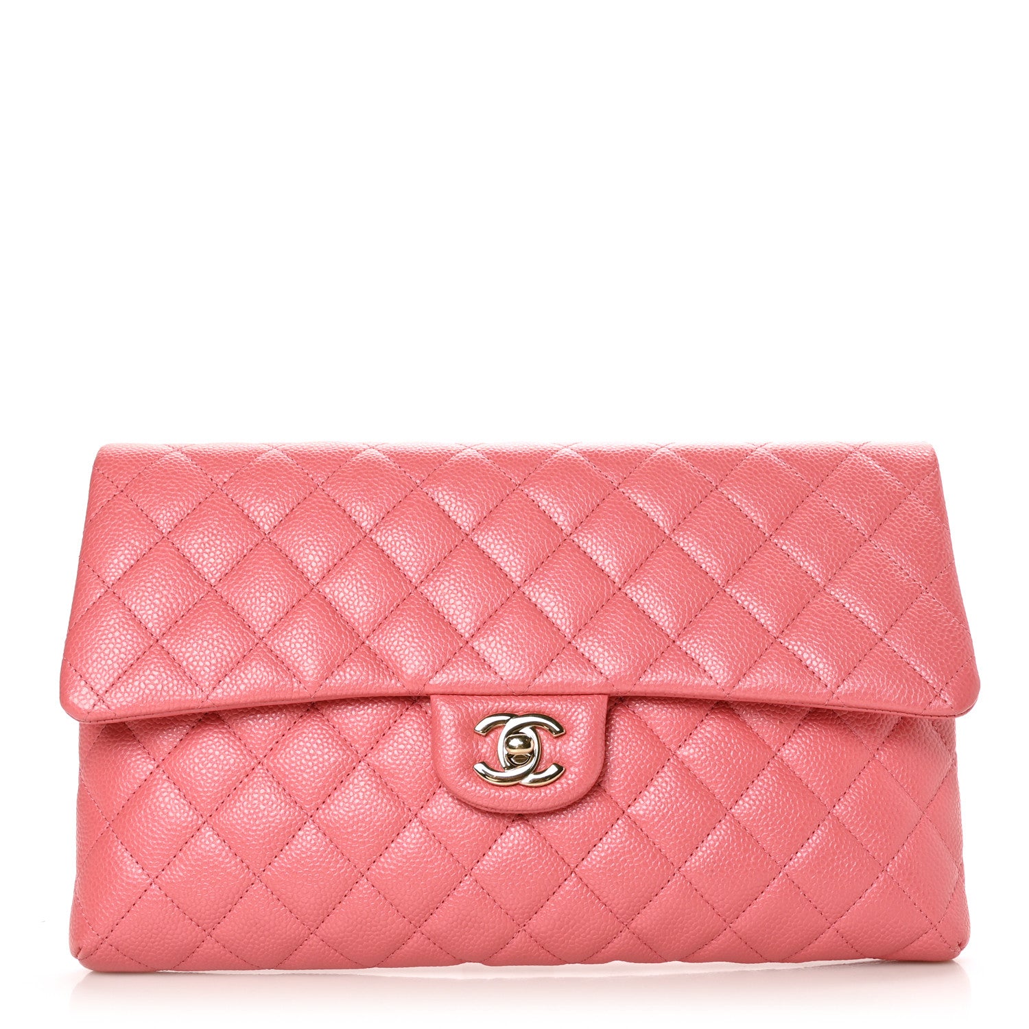 Chanel Caviar Quilted Flap Clutch Pink 1 of 7