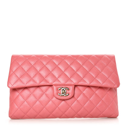 Chanel Caviar Quilted Flap Clutch Pink 1 of 7