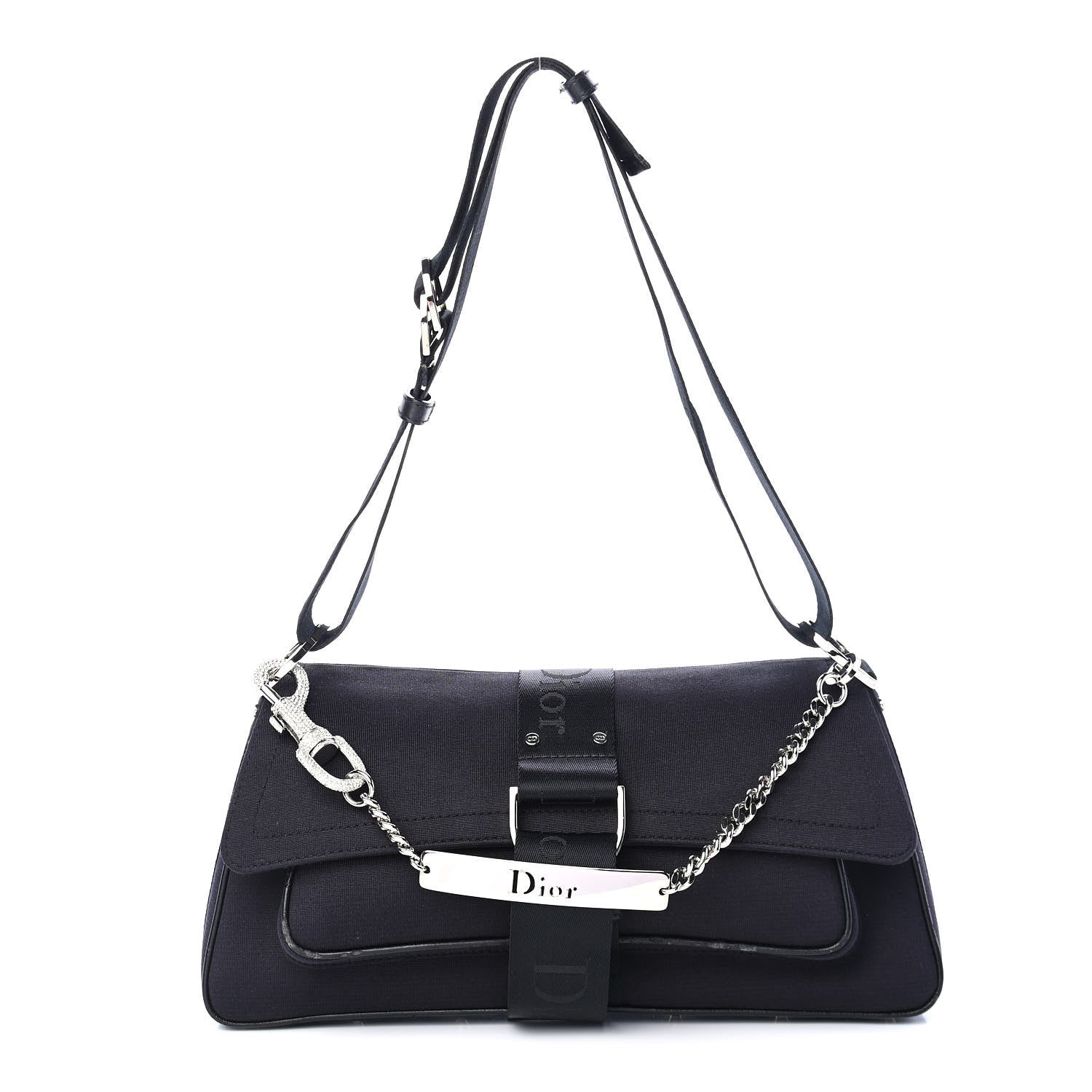 Christian Dior Silk Jersey Crystal Hardcore Clutch Black 1 of 12