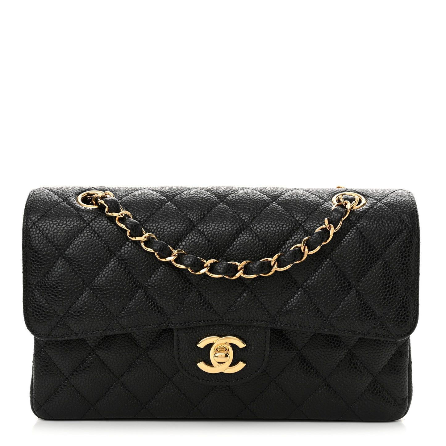 Caviar Quilted Small Double Flap Black