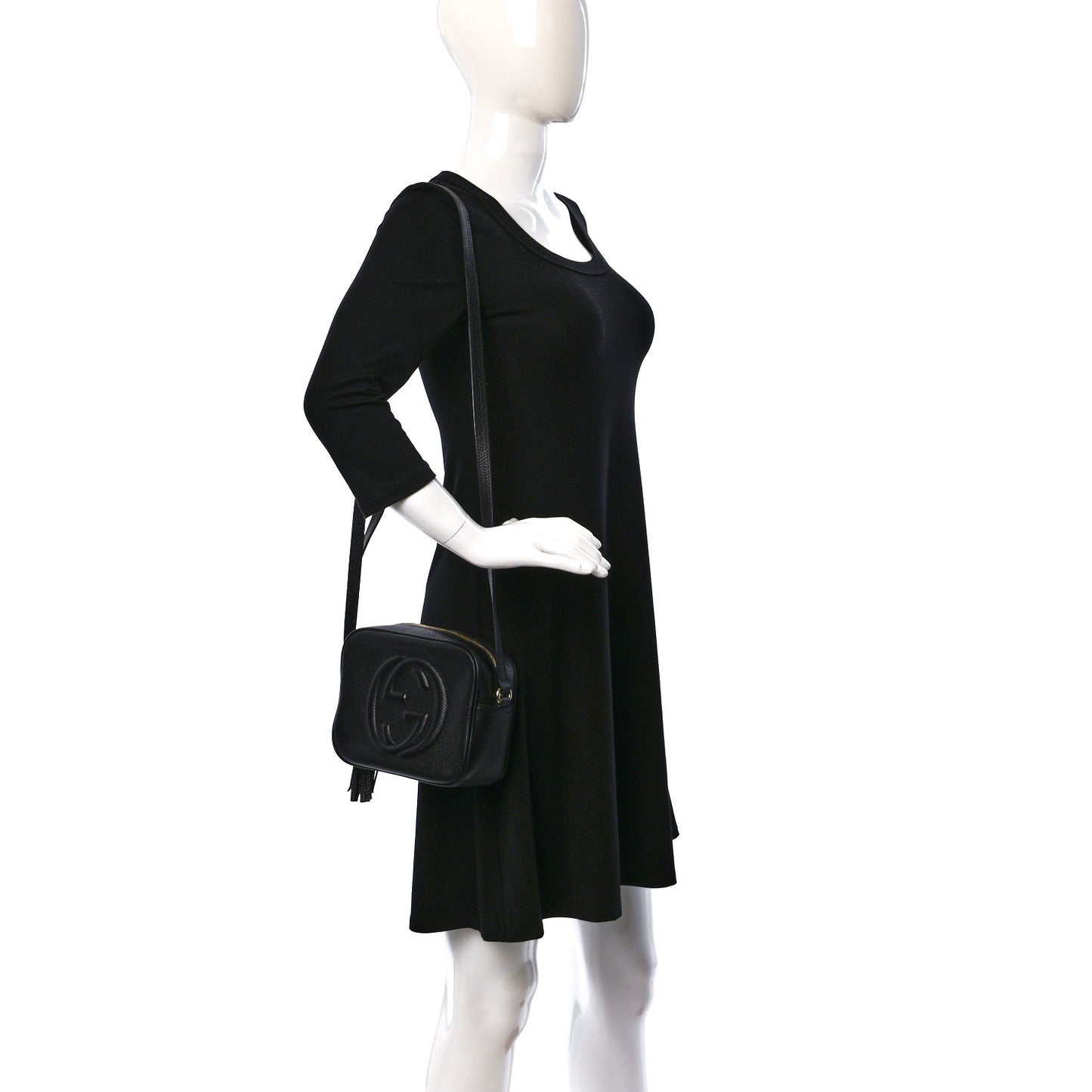 Pebbled Calfskin Small Soho Disco Bag Black