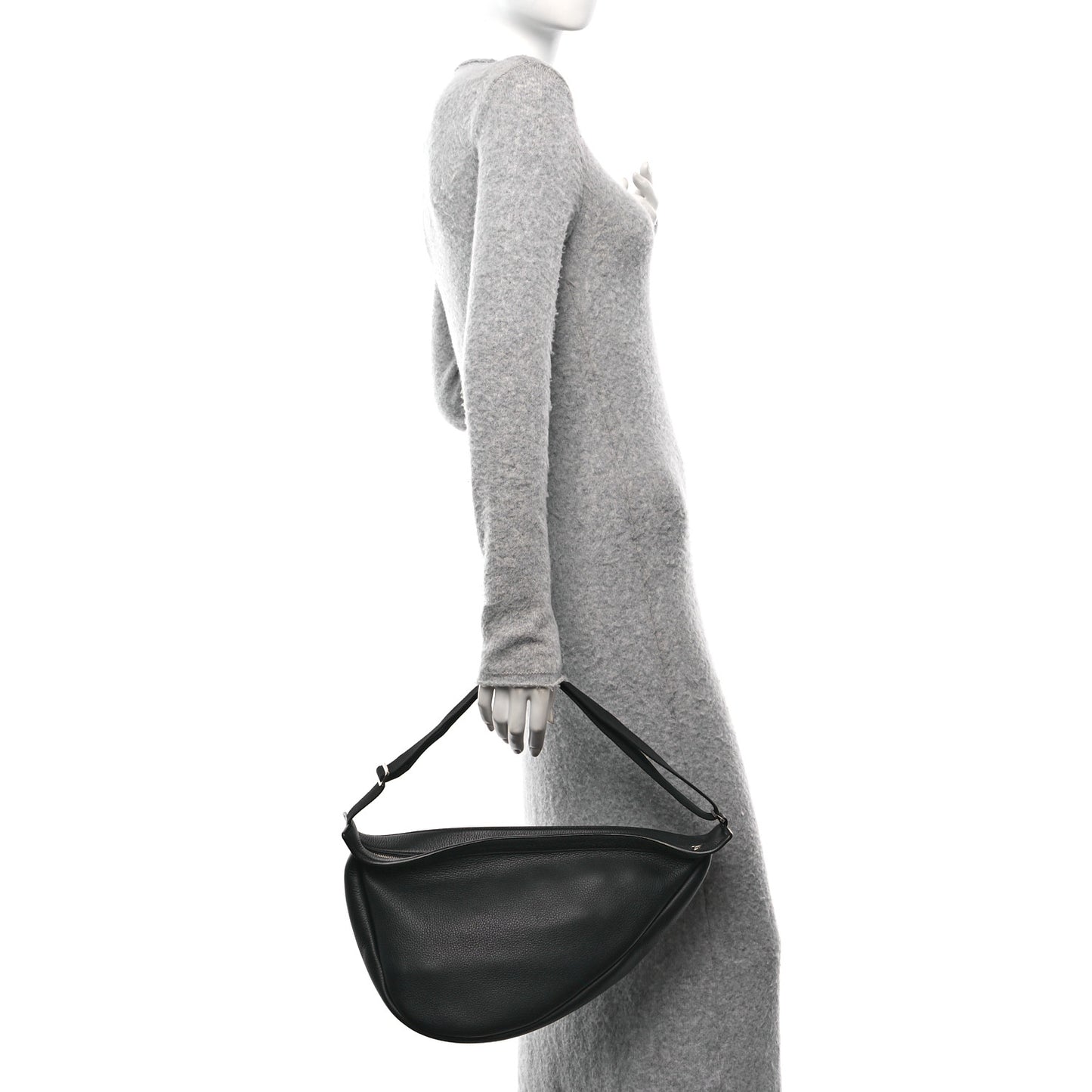Grained Calfskin Large Slouchy Banana Bag Black