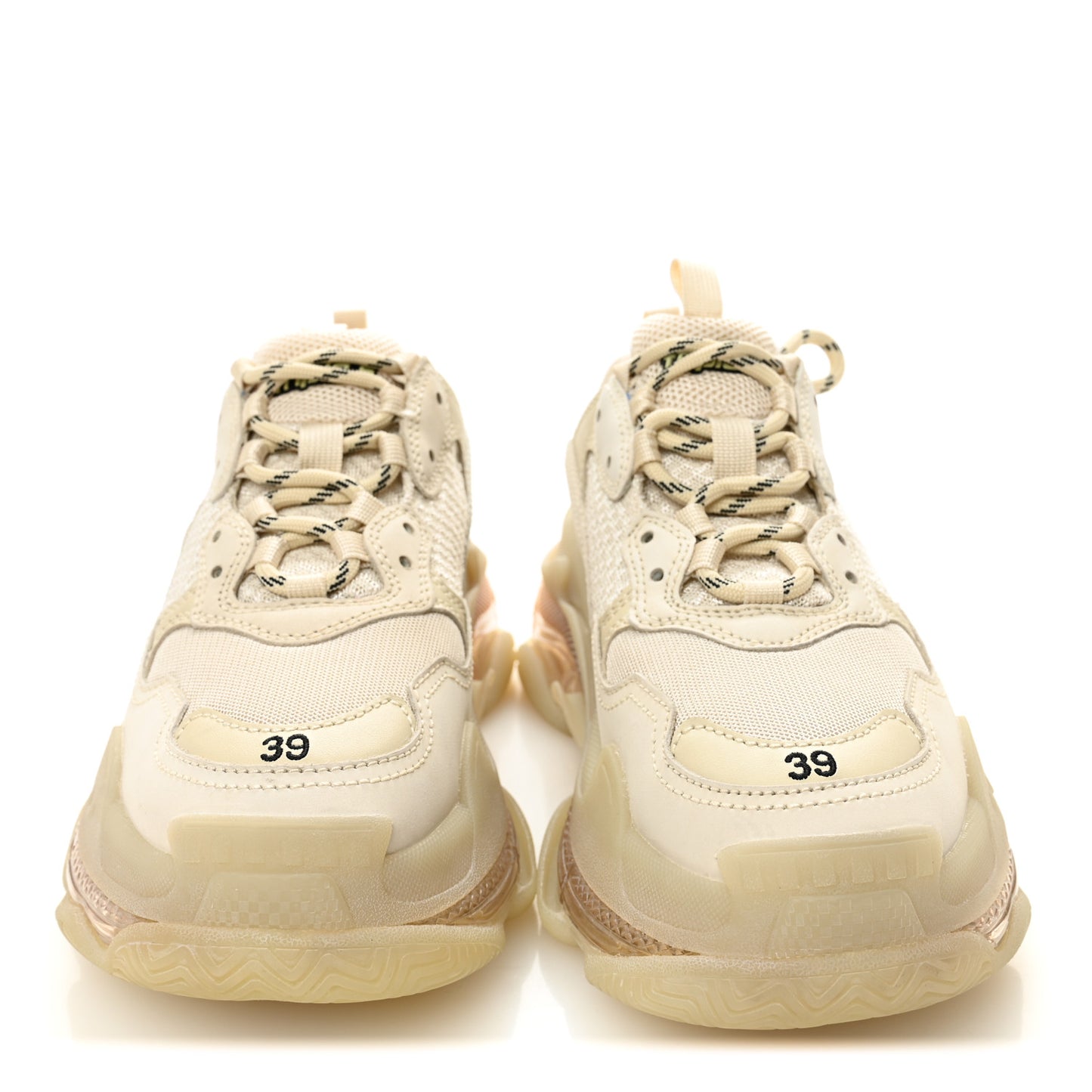 Fabric Mesh Clear Sole Womens Triple S Sneakers 39 Beige