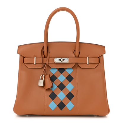 Hermes Swift Epsom Tressage Birkin 30 Gold Bleu de Nord Bleu Indigo 1 of 11