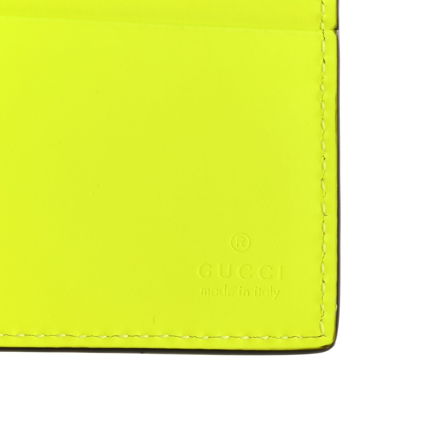 Rubber Effect GG Embossed Bi-Fold Wallet Fluorescent Yellow