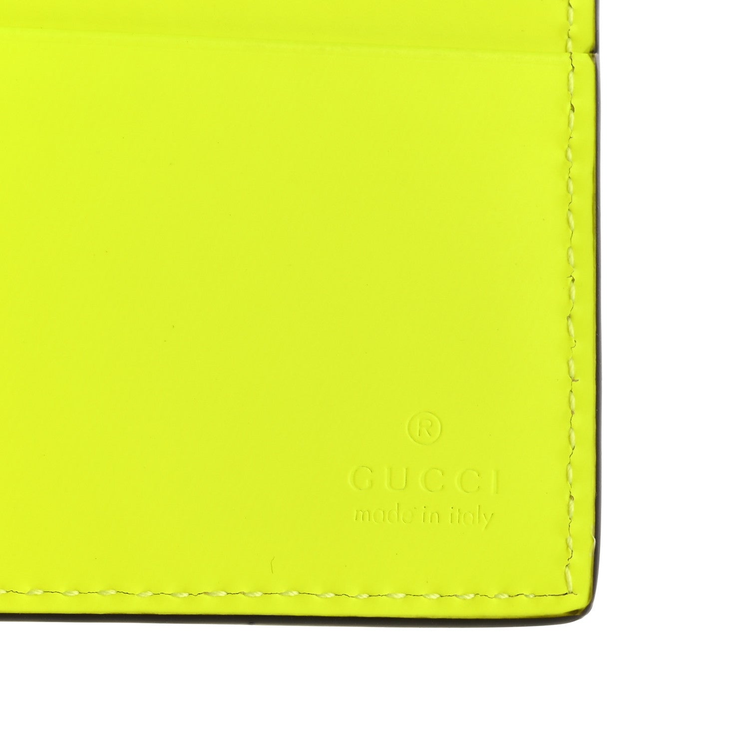 Gucci Rubber Effect GG Embossed Bi-Fold Wallet Fluorescent Yellow 6 of 9