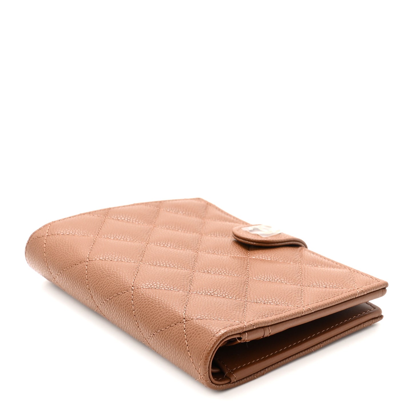 Caviar Quilted Passport Holder Camel