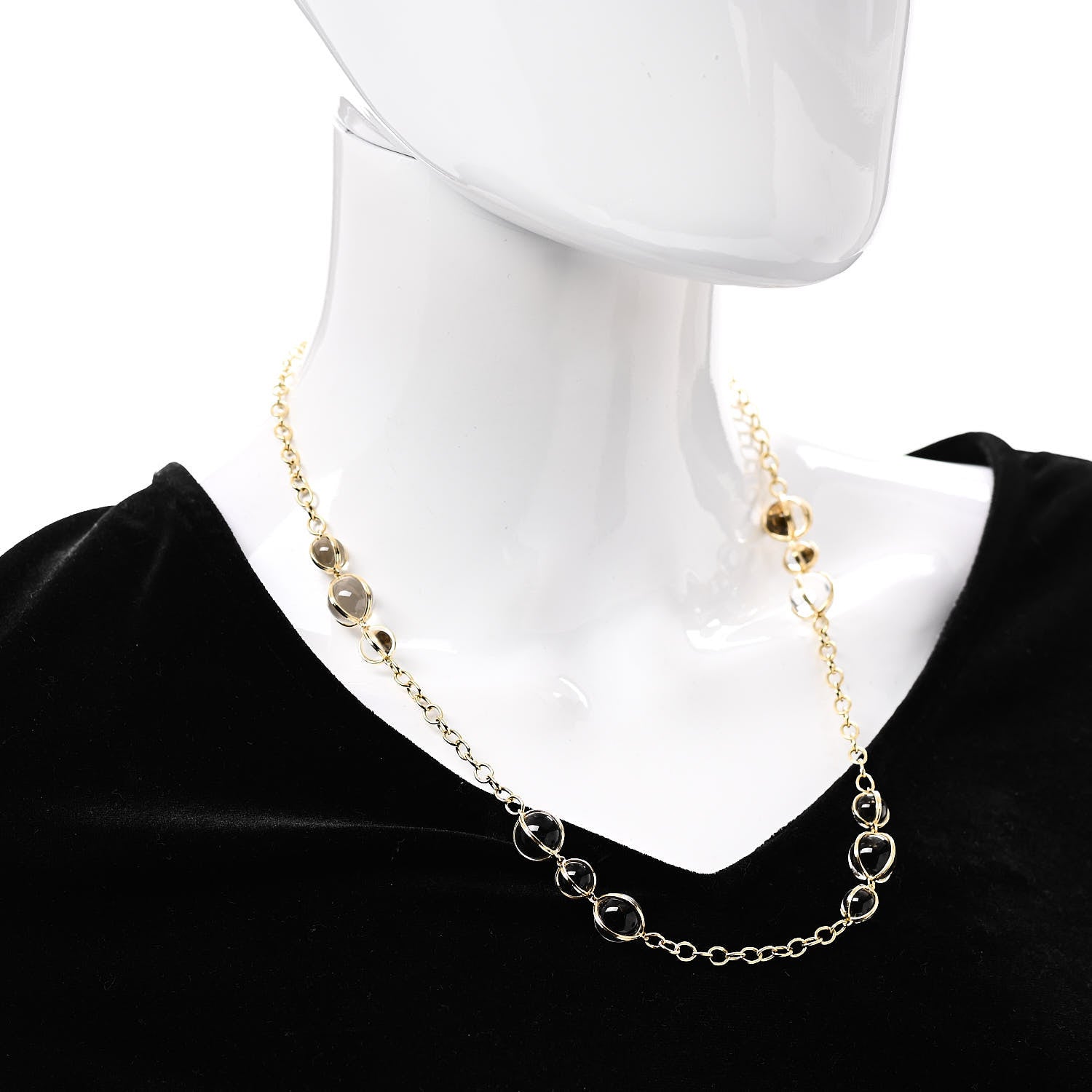 Temple St. Clair 18K Yellow Gold Diamond Rock Crystal Quartz Station Necklace 2 of 4