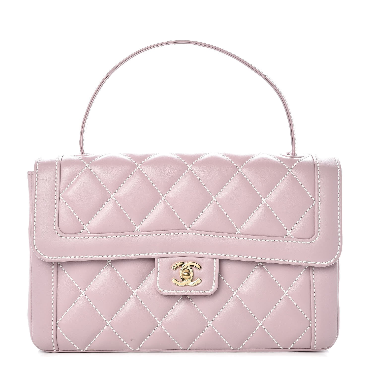 Chanel Calfskin Quilted Wild Stitch Large Flap Light Purple 1 of 11