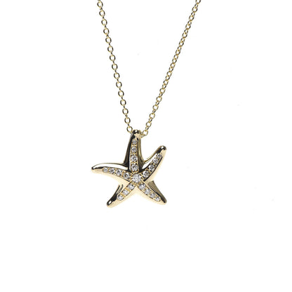 Tiffany 18K Yellow Gold Diamond 15mm Elsa Peretti Pave Starfish Pendant Necklace 4 of 7