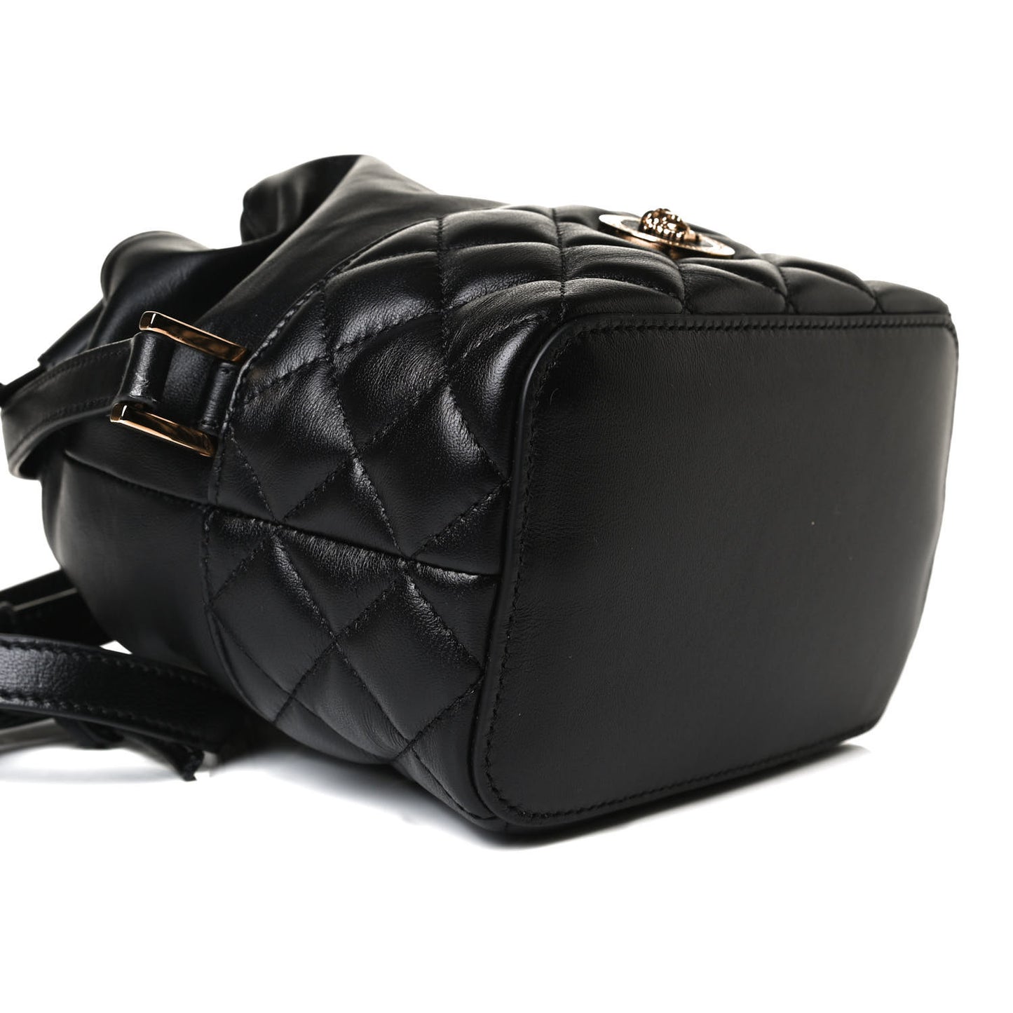 Nappa Quilted Medusa Bucket Bag Black