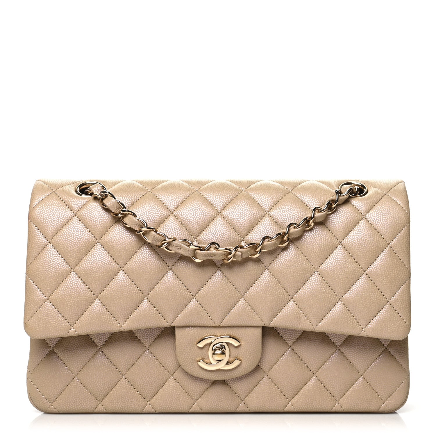Chanel Iridescent Caviar Quilted Medium Double Flap Dark Beige 1 of 10