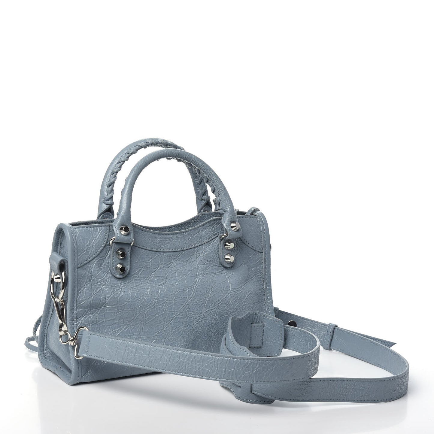 Agneau Classic Silver Hardware Mini City Bleu Gris