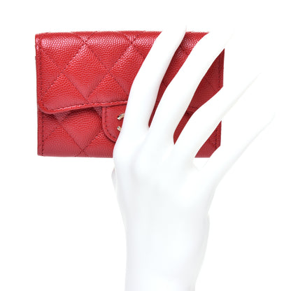 Chanel Caviar Quilted Flap Card Holder Wallet Red 2 of 11