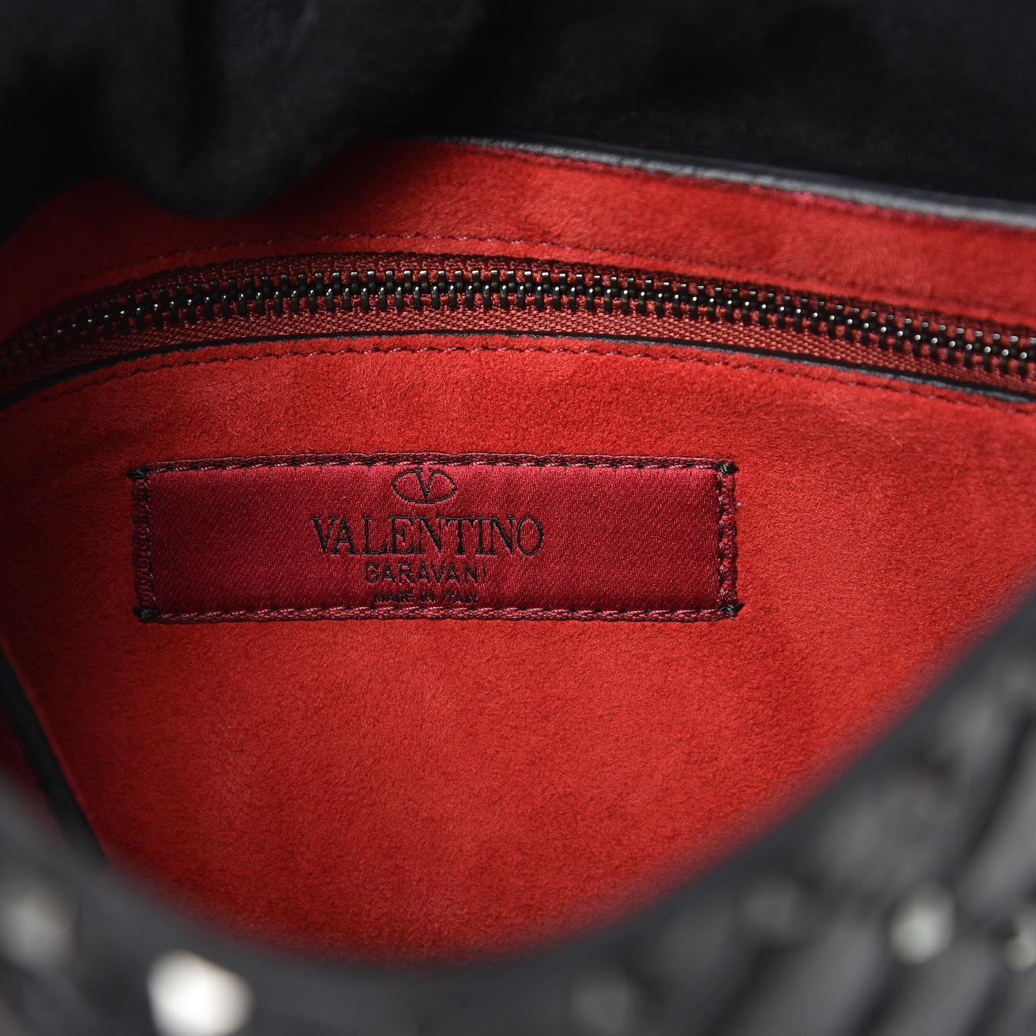 Valentino Garavani Craquele Nappa Crystal Embellished Medium Rockstud Spike Shoulder Bag Black 6 of 8