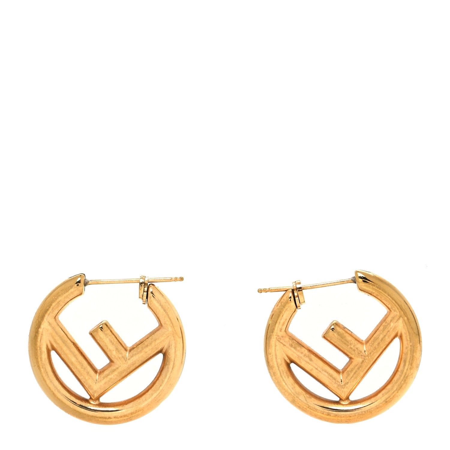 Fendi Metal FF Hoop Earrings Gold 1 of 5