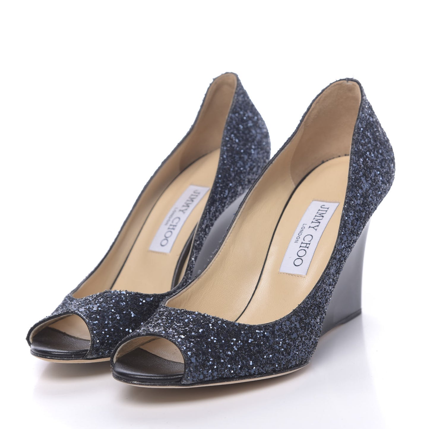 Coarse Glitter Fabric Baxon 85 Wedges 38 Navy
