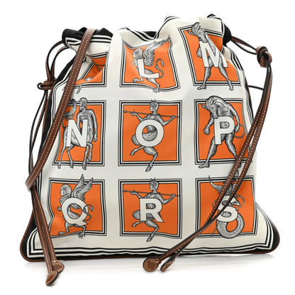 Burberry Satin Mythical Alphabet Drawstring Pouch Orange Black White 1 of 9