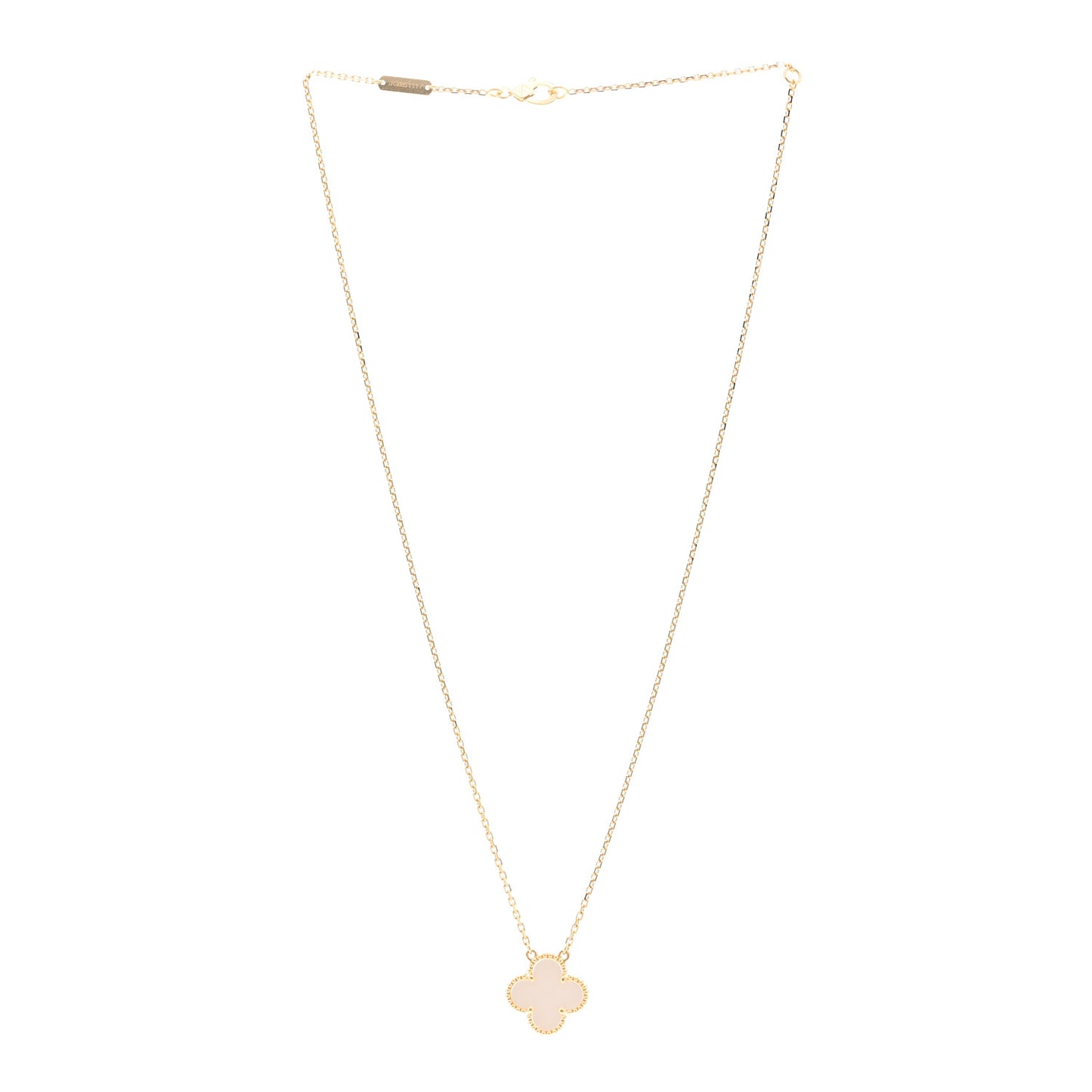 18K Yellow Gold Mother of Pearl Vintage Alhambra Pendant Necklace