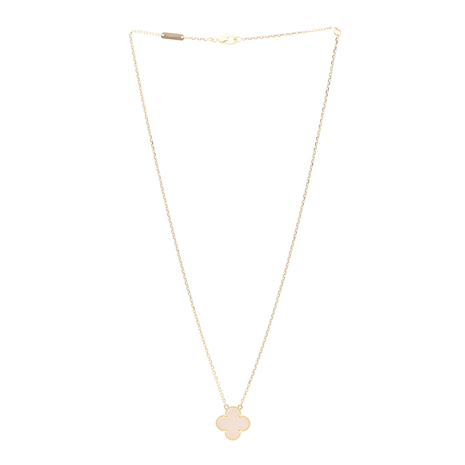 Van Cleef & Arpels 18K Yellow Gold Mother of Pearl Vintage Alhambra Pendant Necklace 3 of 6
