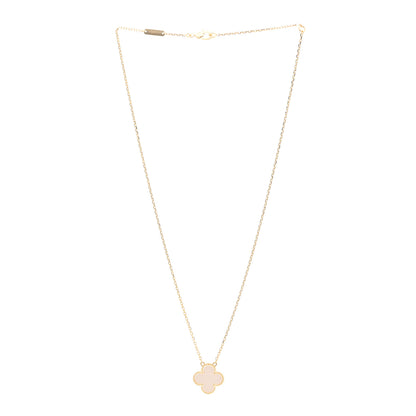 Van Cleef & Arpels 18K Yellow Gold Mother of Pearl Vintage Alhambra Pendant Necklace 3 of 6