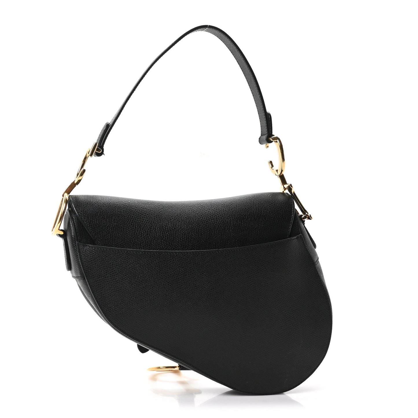 Grained Calfskin Saddle Bag Black