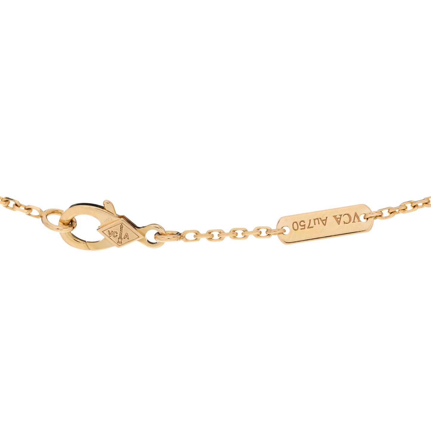 18K Yellow Gold Mother of Pearl Vintage Alhambra Pendant Necklace
