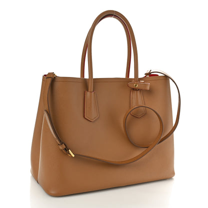 Prada Saffiano Cuir Large Double Bag Caramel Fuoco 2 of 11