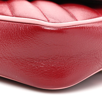 Gucci Azalea Calfskin Enamel Matelasse Diagonal Super Mini Torchon GG Marmont Shoulder Bag New Cherry Red Wild Rose 9 of 9