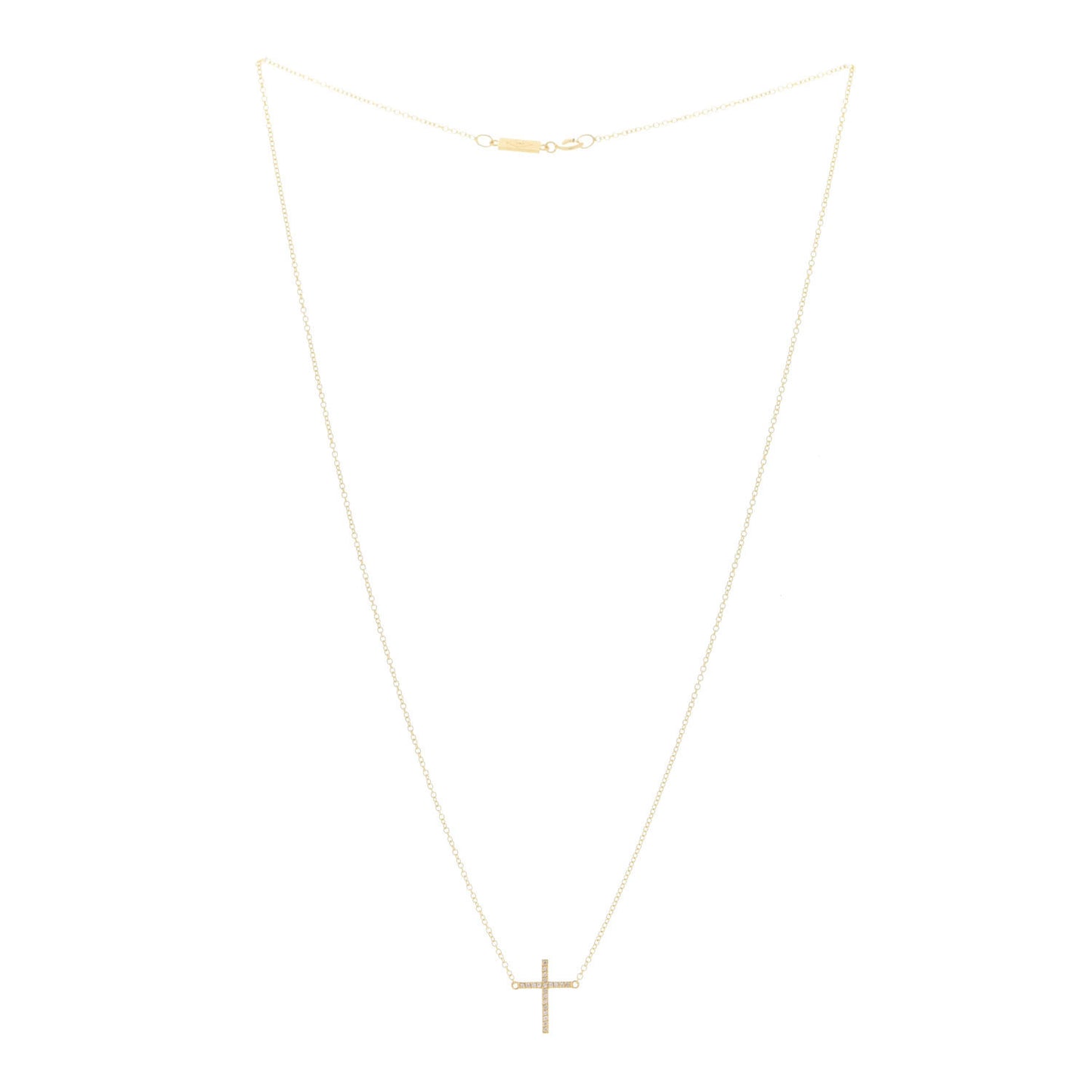 18K Yellow Gold Diamond Cross Pendant Necklace