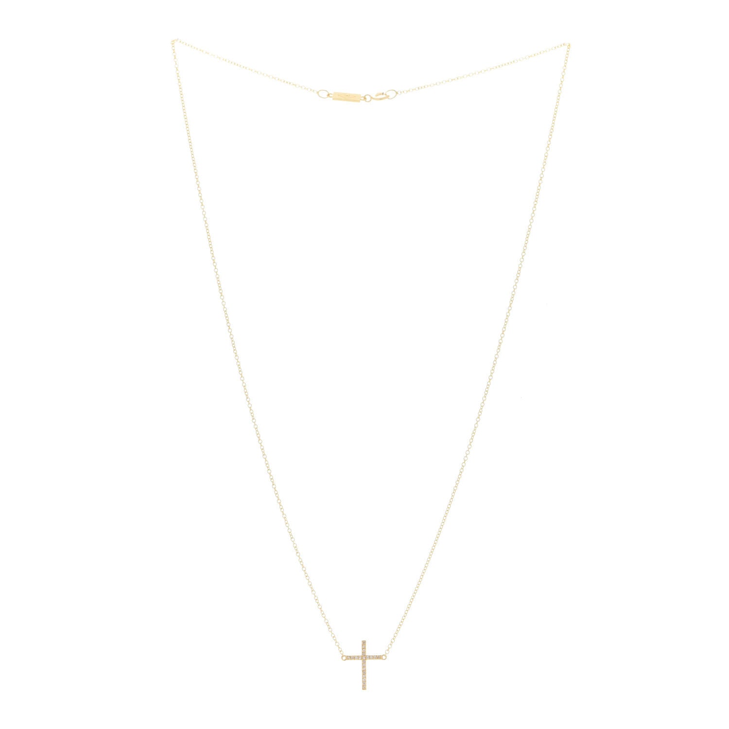 Jennifer Meyer 18K Yellow Gold Diamond Cross Pendant Necklace 3 of 6