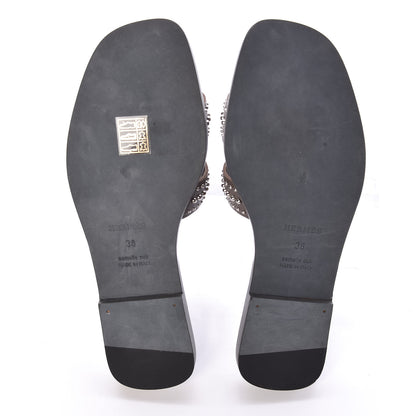 Hermes Calfskin Studded Oran Sandals 38 Gris Galet 8 of 8
