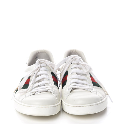 Gucci Miro Soft Calfskin Laminated Ayers Web Bee Embroidered Mens Ace Sneakers 9 White Red Flame Green 2 of 10